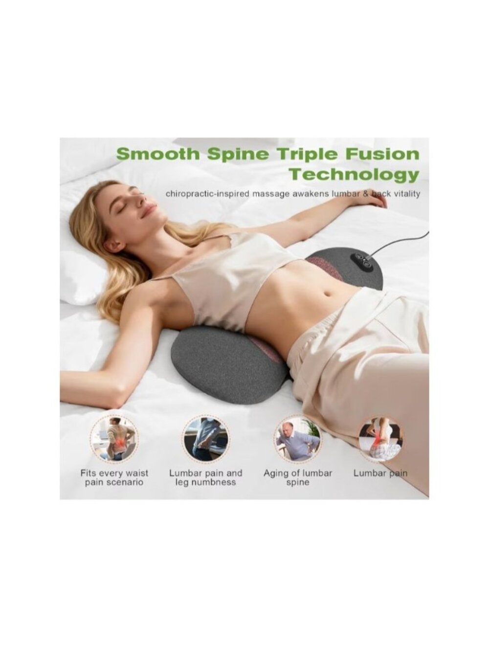 3 -1 Electric Lumbar Support Pillow Heat Vibration Traction Memory Foam Cushion